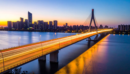 Bridge over the Chao Phraya River in Bangkok, Thailand.の素材
