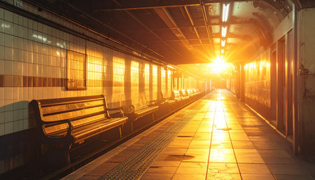 Interior of a subway station in the evening, Beijing, Chinaの素材