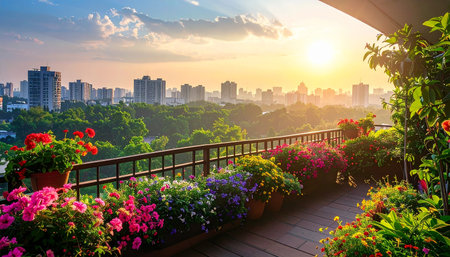 Beautiful view of a park in Shenzhen at sunset, Chinaの素材