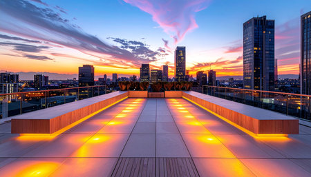 Sunset view from the rooftop of the building in Suzhou, Chinaの素材