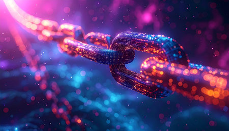 Chain links. 3D illustration. Network connection concept. 3D rendering.の素材