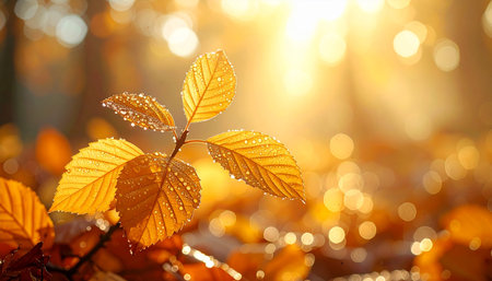 Autumn leaves with bokeh effect. Nature background. Golden autumn.の素材