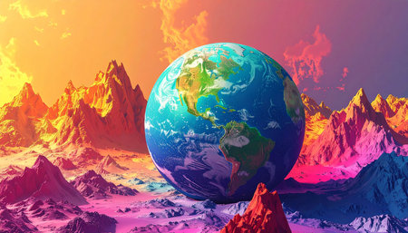 Fantasy planet. 3D illustration. Elements of this image furnished by NASAの素材