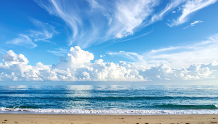 Beautiful seascape with blue sky and clouds. Nature composition.の素材