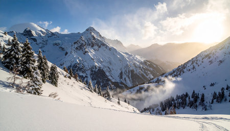 Winter in the swiss alps (Braunwald, Glarus, Switzerland)の素材