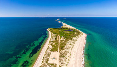 Aerial view of beautiful beach and sea landscape of Baltic Sea, Polandの素材