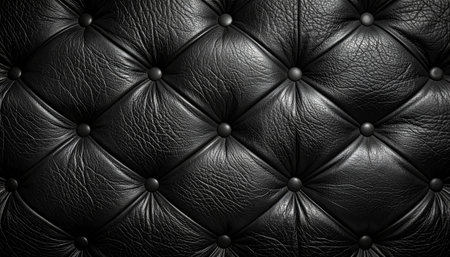 Black leather upholstery background with buttons. 3d render illustrationの素材