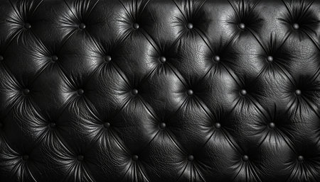 Black leather upholstery texture background. 3d render illustration.の素材