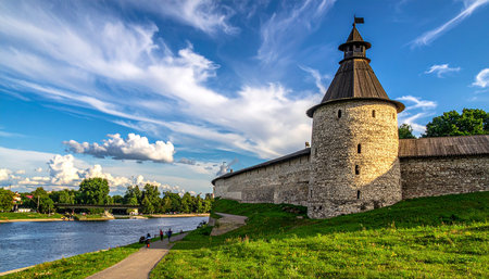 Pskov Kremlin, Pskov Oblast, Russia.の素材
