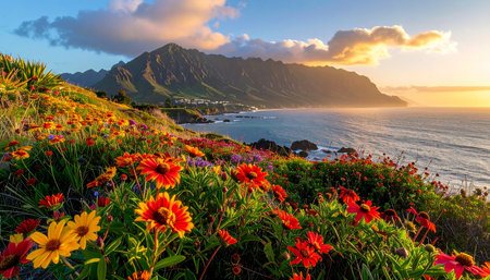 Sunset over the Atlantic Ocean in Tenerife, Canary Islands, Spainの素材