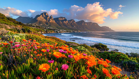 Cape Town, South Africa. Cape Town is the capital and largest city of South Africa.の素材