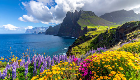 Beautiful wildflowers on the island of Madeira, Portugalの素材