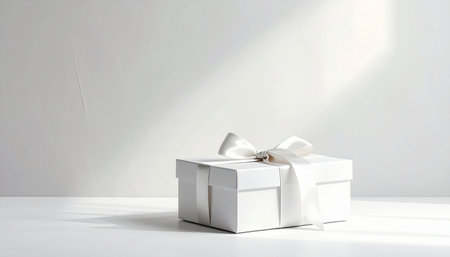 White gift box with a bow on a white background. 3d renderingの素材