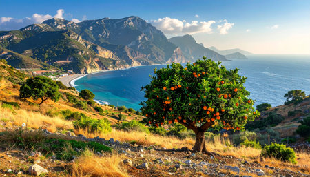 Orange tree on the coast of the Black Sea, Crimea, Ukraineの素材
