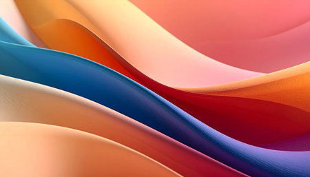 abstract background of multicolored curved lines in a modern styleの素材