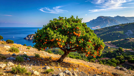 Orange tree on the coast of the Black Sea in Crimea, Ukraineの素材