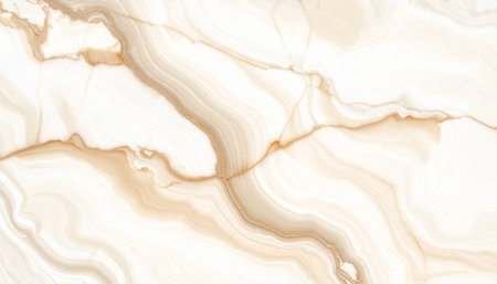 Used showing abstract white marble texture with flowing golden brown veins and layers. High resolution image...の素材