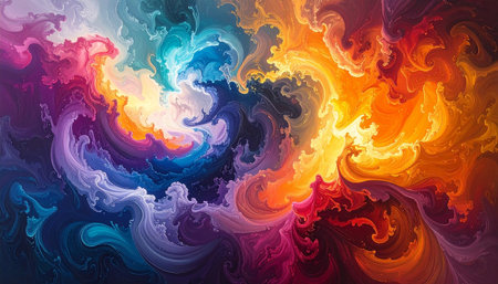 Swirling abstract paint explosion of vibrant colors and dynamic movement across the frame.の素材