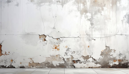Water showing old peeling plaster wall with water damage and cracked surface texture keywords: wall, plaster,...の素材