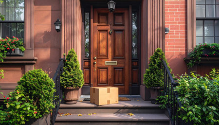Entrance of a building in New York.の素材