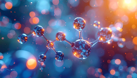 3d illustration of molecule structure. Science and medical background with molecules.の素材