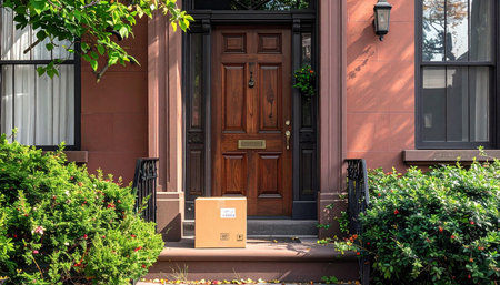 Entrance to the old house in Manhattan, New York City.の素材
