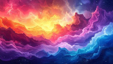 Abstract background with bright starry sky and clouds. Vector illustration.の素材