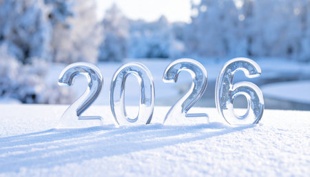 Christmas background with snow covered fir tree branches and bokeh lightsの素材