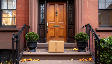Entrance to New York City apartment building.の素材