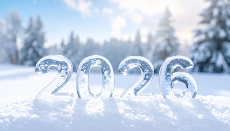 Happy New Year 2016 with snowflakes and bokeh backgroundの素材