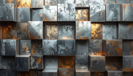 abstract metal background, 3d render, computer digital image.の素材