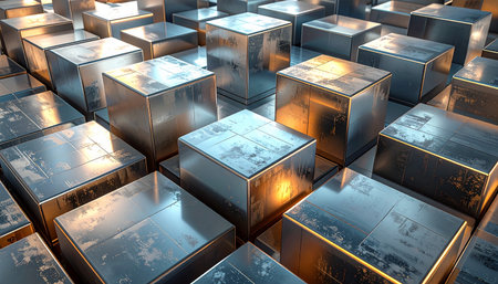 3d rendering of abstract cubes in virtual space. Futuristic backgroundの素材