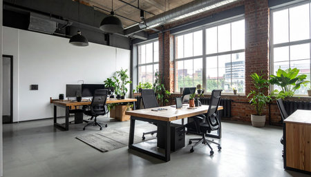 Modern office interior with furniture and equipment, nobody inside, nobody insideの素材