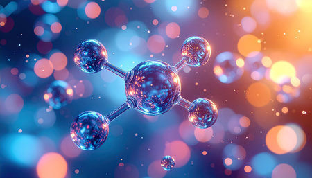 Molecule. 3d illustration. Abstract background with molecules.の素材