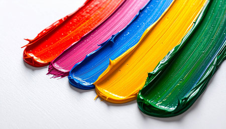 colorful brushstrokes on a white background, close-upの素材