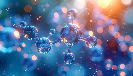 Molecular structure. 3d illustration. Abstract background with molecules.の素材