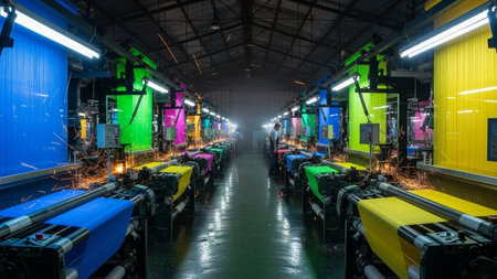 Interior of a factory for the production of industrial electrical equipment.の素材