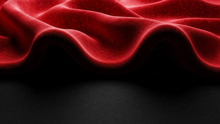 Red fabric texture background. 3d rendering, 3d illustration.の素材