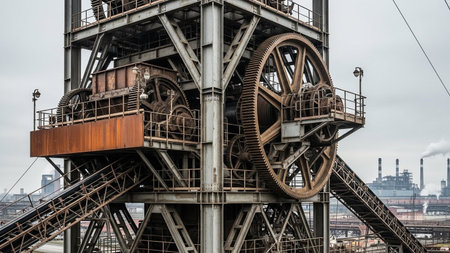 A view of the old steel industry equipment in Bristol, UK.の素材