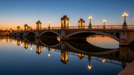 Pont de la Concorde at sunset, Paris, France, Europeの素材