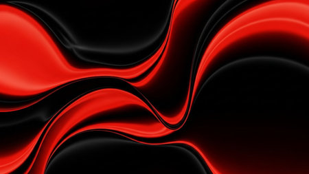 3d render of abstract background with black and red wavy patternの素材