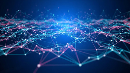 Abstract technology background with connecting dots and lines. Network connection structure. 3d renderingの素材