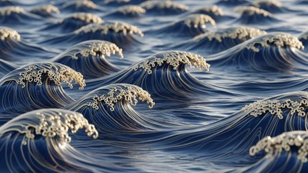 3d illustration of abstract background with waves and bubbles, computer generatedの素材