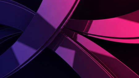 Abstract 3d rendering of geometric shapes. Bended stripes background. Reflective surface pattern.の素材