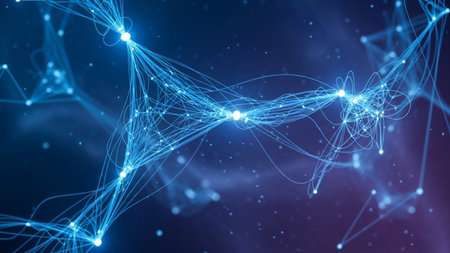 Abstract polygonal space low poly dark background with connecting dots and lines. Connection structure. 3d renderingの素材