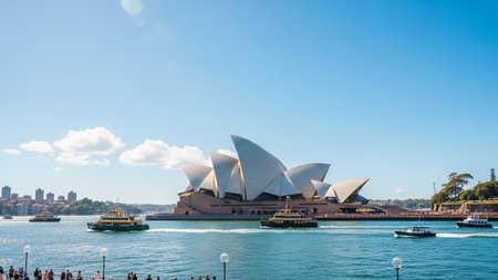 Panoramic view of Opera House in Sydney, Australiaの素材