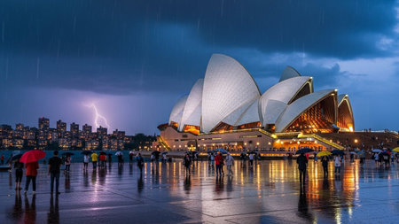 Sydney Opera House during a storm.の素材