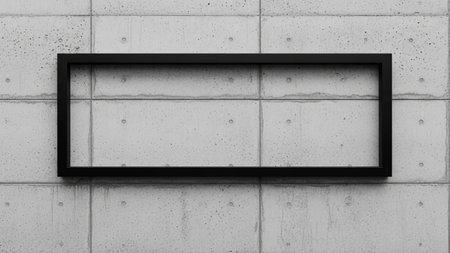 Black frame on the white brick wall. 3d render illustration.の素材