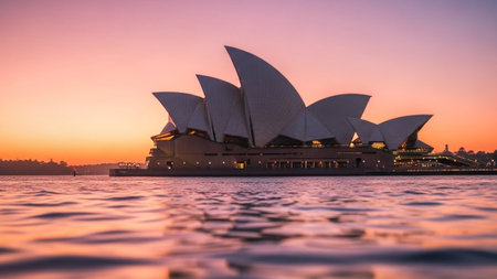 Sydney Opera House during sunset, Australia. Beautiful Sydney Opera House is one of the most famous tourist attractions in Sydney.の素材