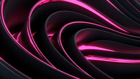 3d rendering of abstract wavy surface in black and pink colorsの素材